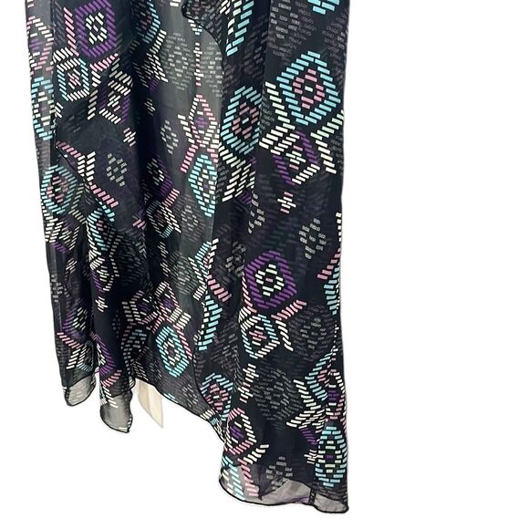 LuLaRoe Geometric Pattern Short Sleeve Waterfall Sheer Kimono Black Large - Picture 3 of 6